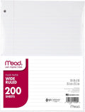 Mead Loose Leaf Paper Wide Ruled Filler Paper, 8 x 10.5 - 200 Sheets