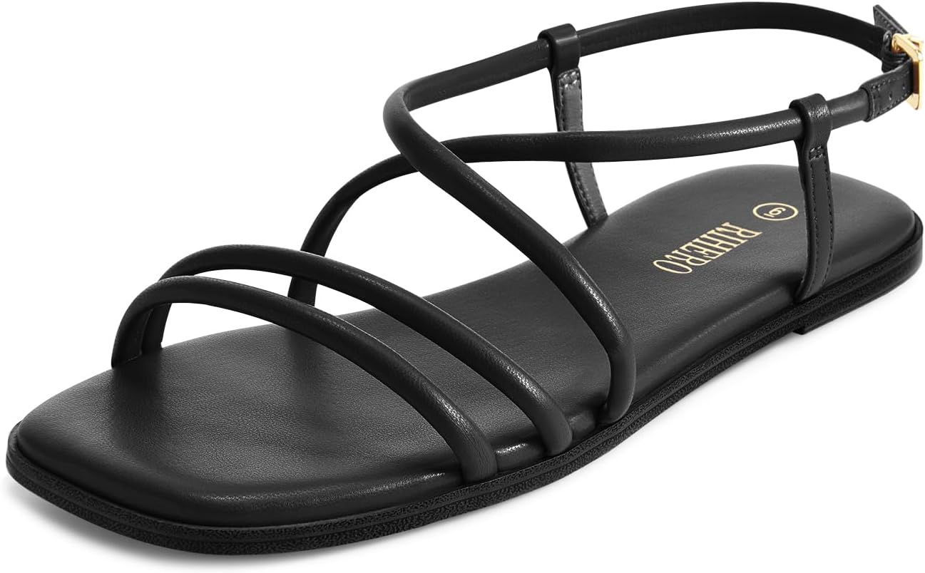 Rihero Women's Strappy Flat Sandals for Summer Comfort