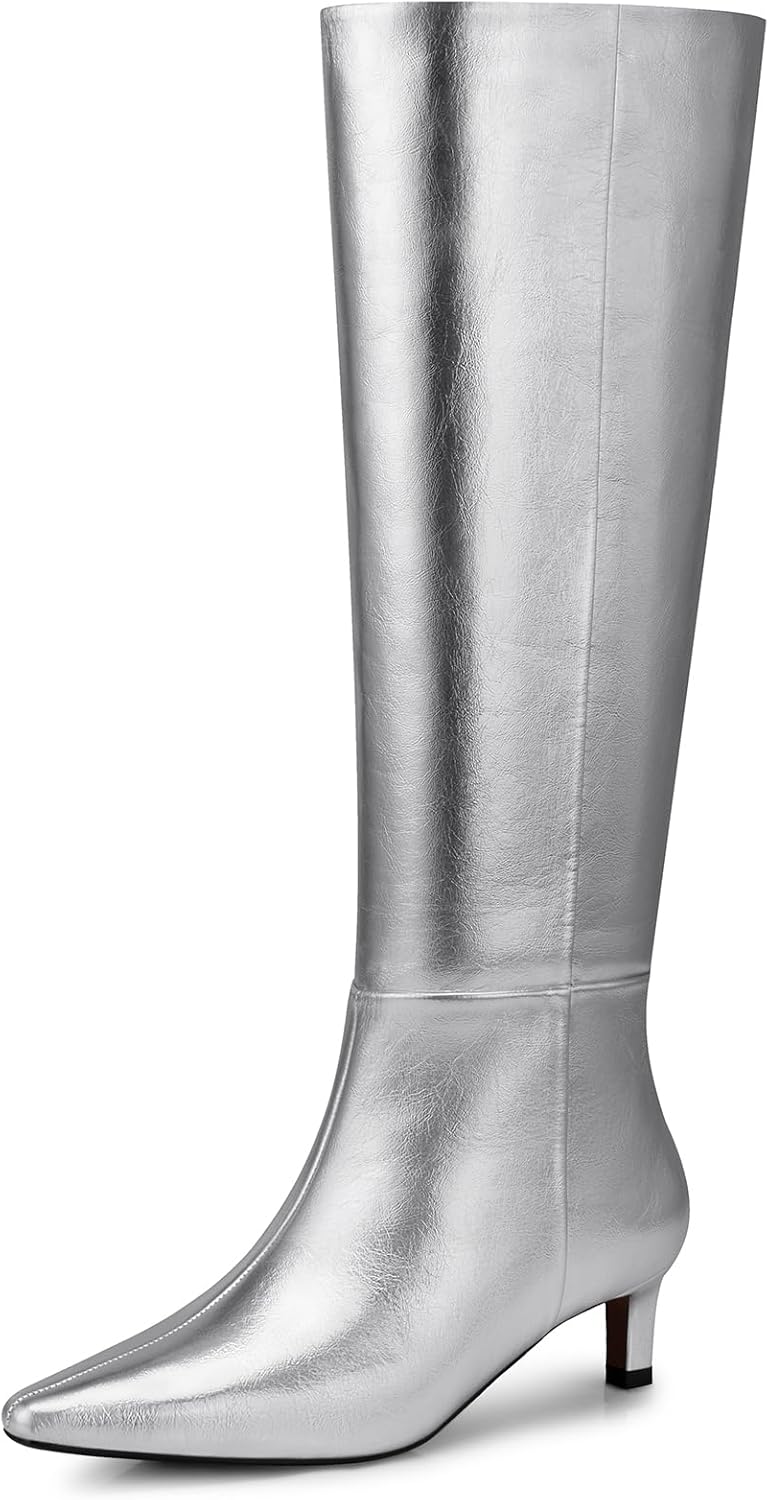 Women's Knee High Boots with 1.96 Inch Kitten Heel for Style