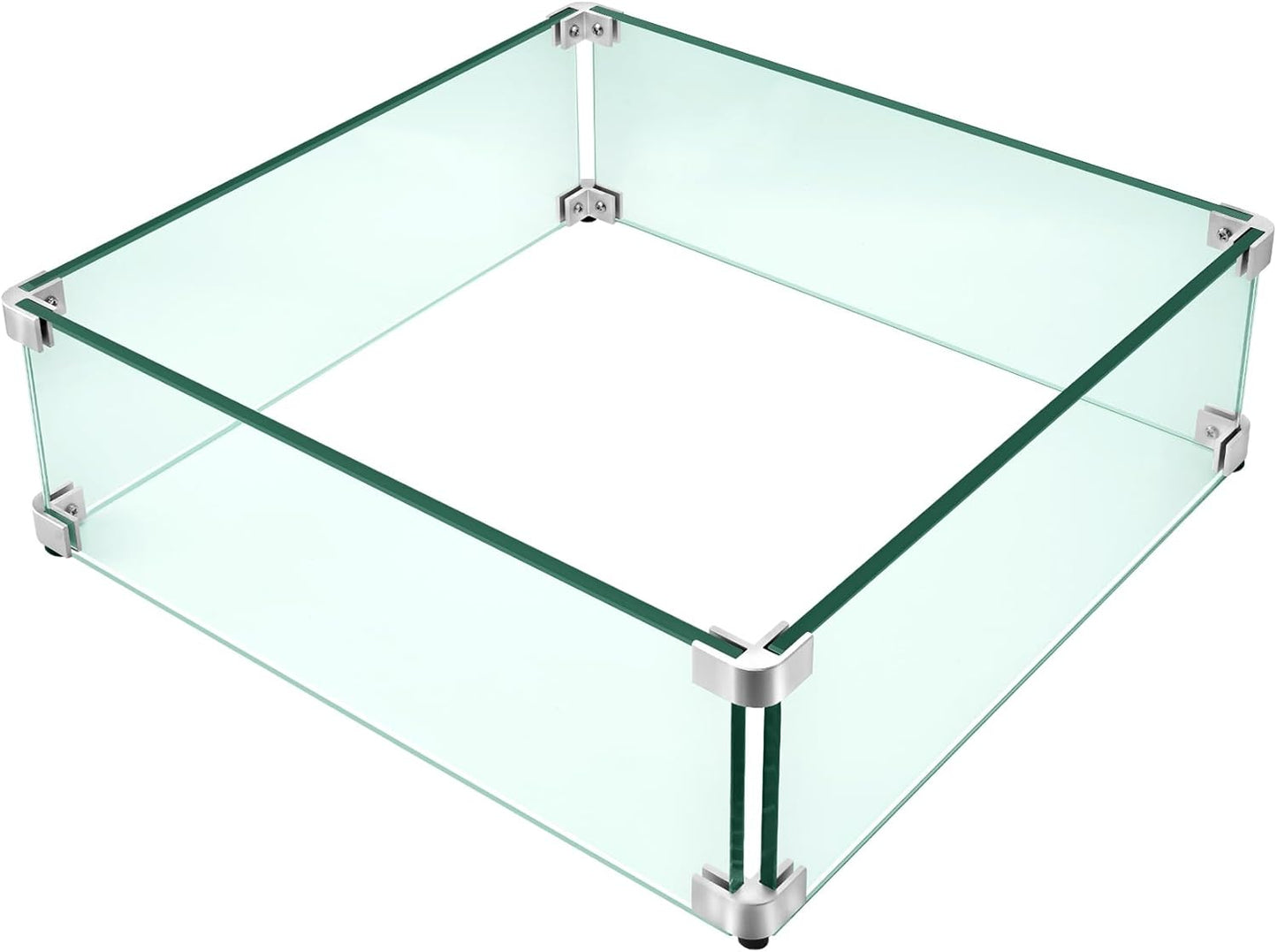 Fire Pit Wind Guard - 15in Square Tempered Glass Shield for Stability