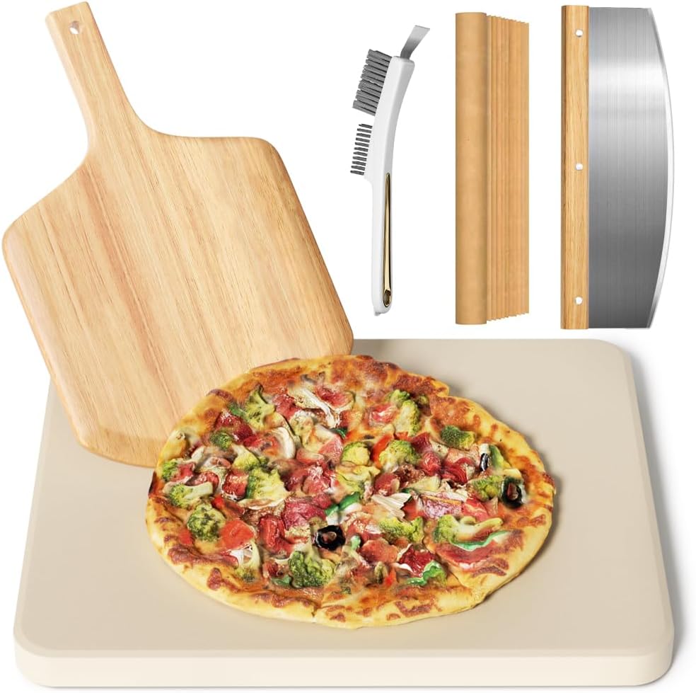 5 PCS Rectangle Pizza Stone Set for Oven and Grill Cooking
