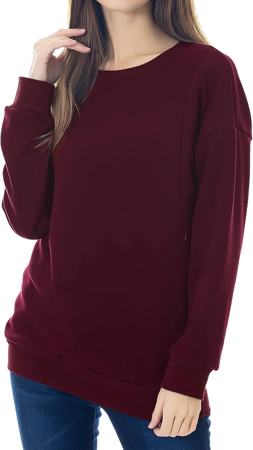 Smallshow Fleece Maternity Nursing Sweatshirt for Stylish Moms