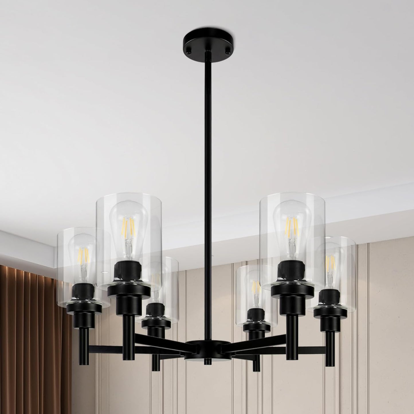 6-Light Black Chandeliers for Modern Industrial Lighting Needs