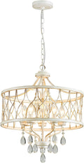 Modern Crystal Chandelier 5-Light Farmhouse White Chandelier - Vintage