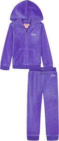 Baby Girls 2 Pc Velour Pant Set - Soft Hooded Outfit for Play