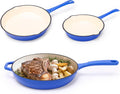 Enameled Cast Iron Skillet Set - 3 Pan Ceramic Fry Pan Set