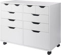 Winsome Halifax Storage Mobile Cabinet, 2 Doors 4 Drawers - Rolling