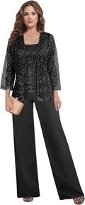 3 Pieces Mother of The Bride Pant Suits for Women Dressy with Jacket