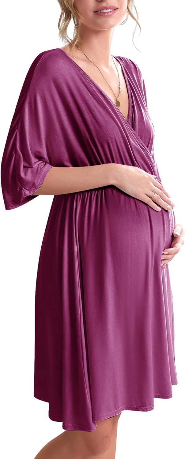 Ekouaer 3 in 1 Labor Delivery Hospital Gown for Maternity