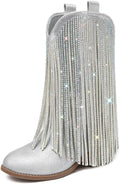 Rhinestone Fringe Cowgirl Boots for Girls Mid Calf - Party Sparkle