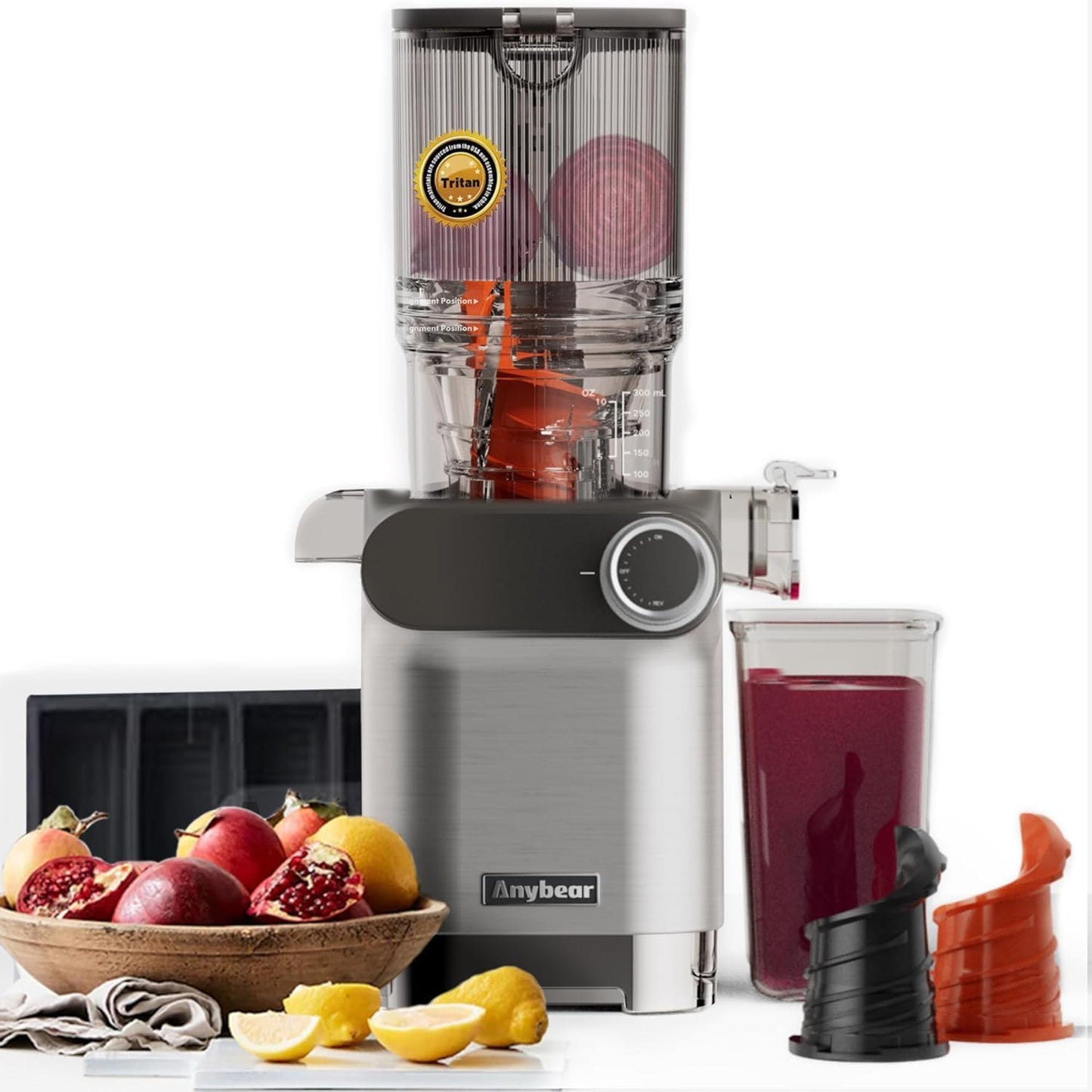 200W Cold Press Juicer | Large Chute Whole Fruit & Veg | Upgraded Auger