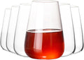 Stemless Wine Glass 15 oz Set of 6 - Modern Hand Blown Crystal