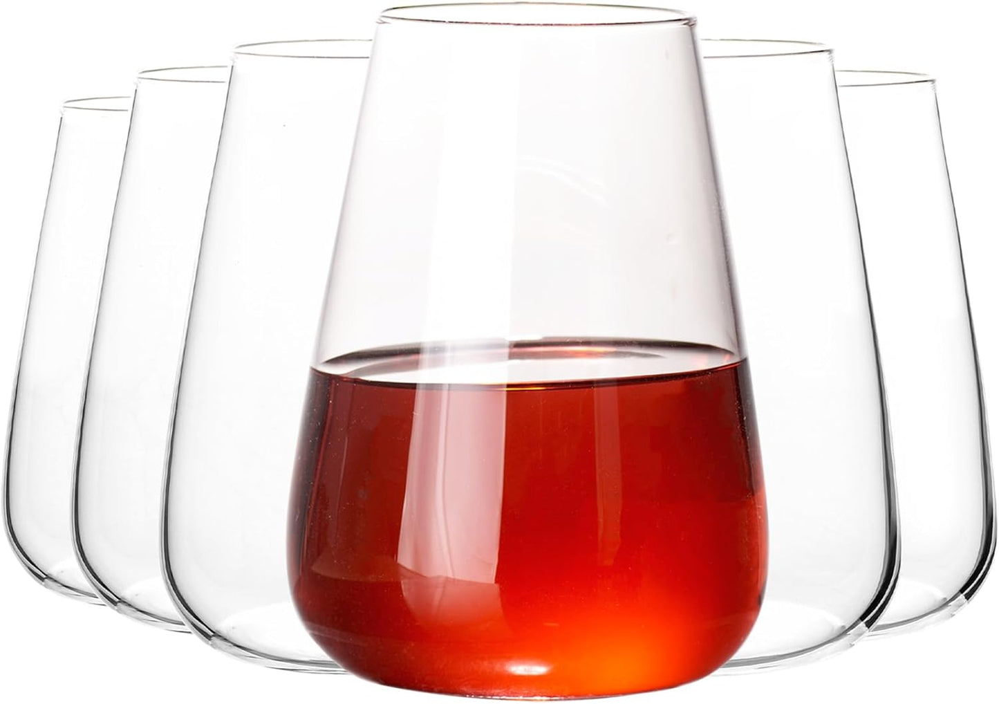 Premium 15 oz Stemless Wine Glass Set of 6 for All Occasions