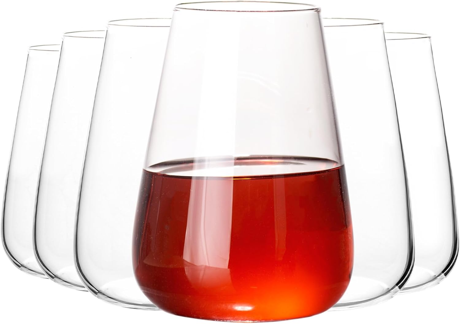 Premium 15 oz Stemless Wine Glass Set of 6 for All Occasions