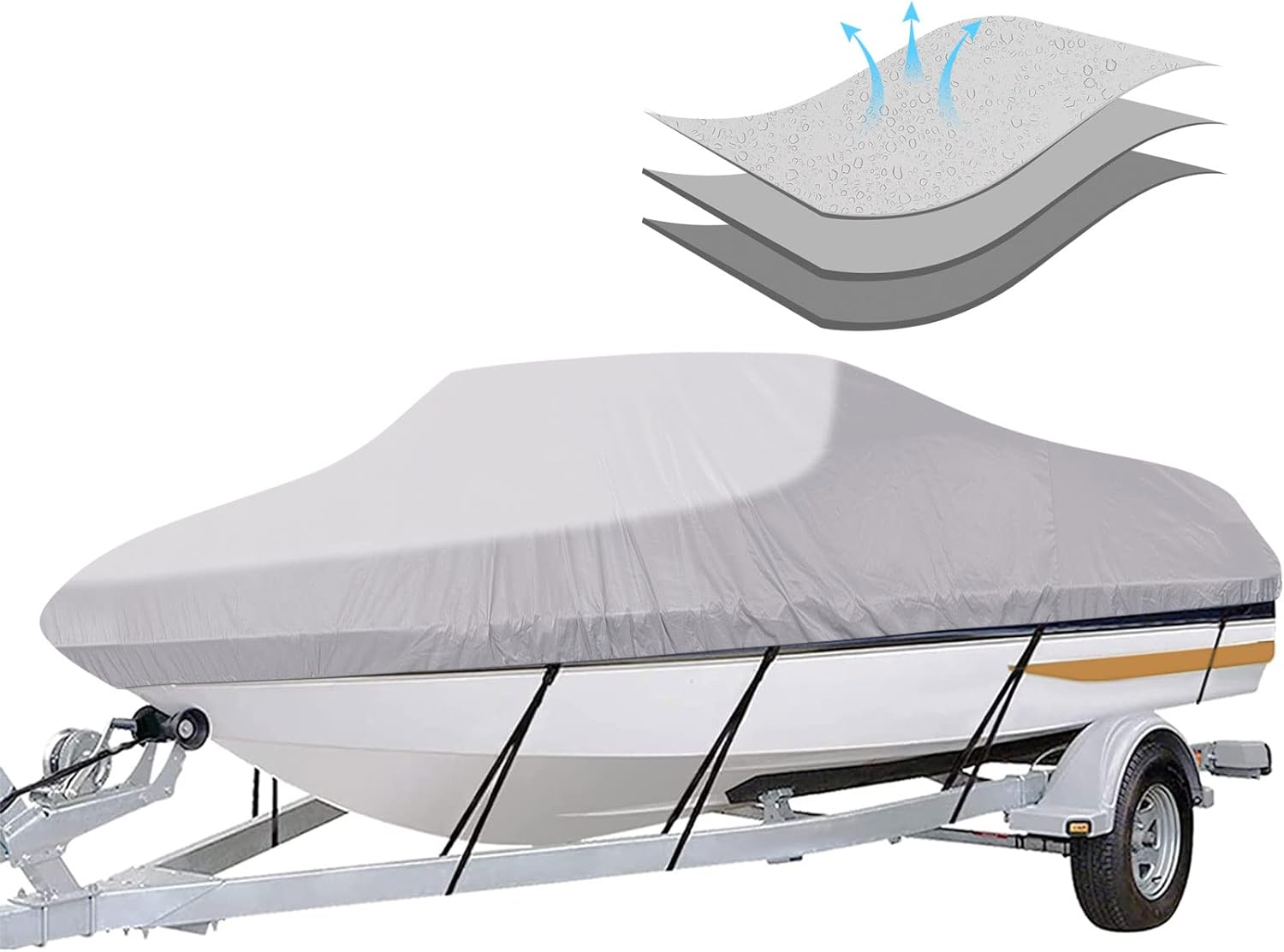 iCOVER Trailerable Boat Cover for 16ft-18.5ft V-Hull Boats