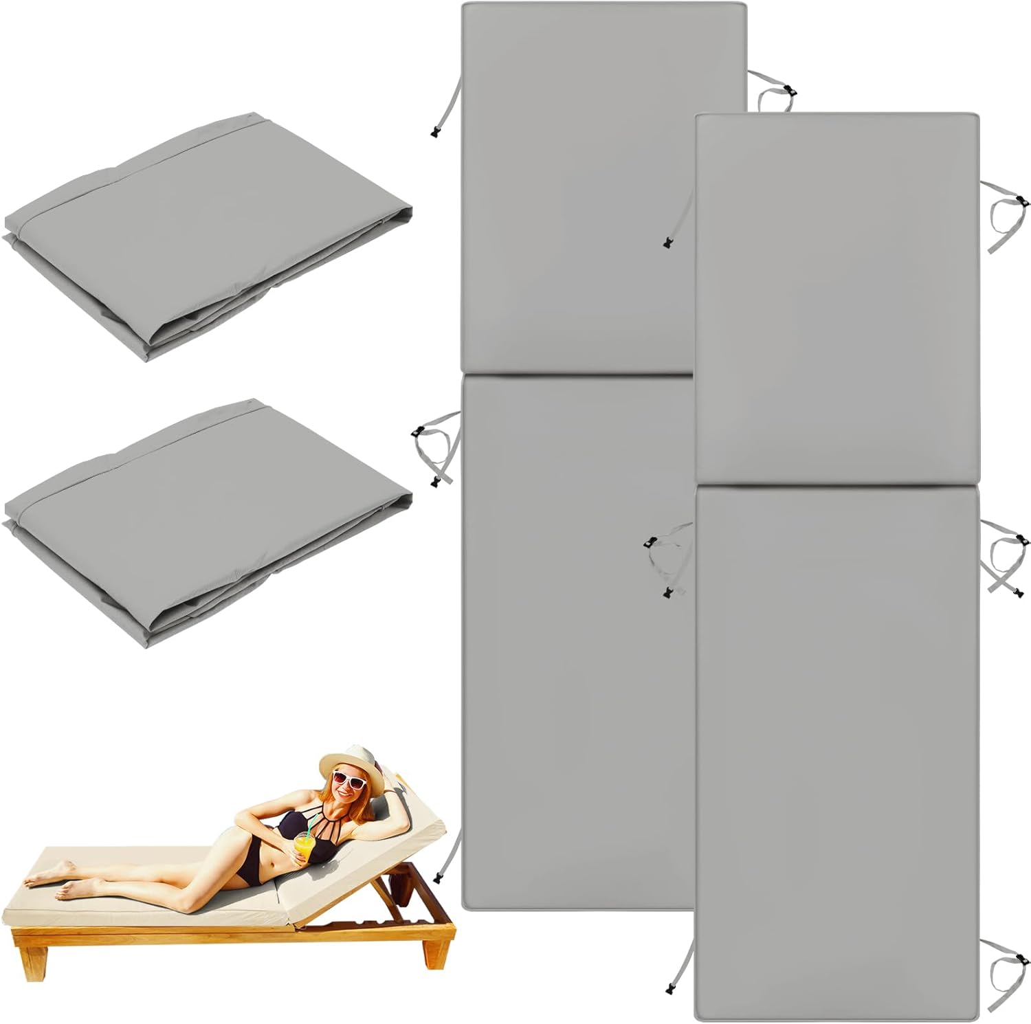 Outdoor Chaise Lounge Cushions Covers for Patio Comfort