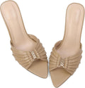 iiimmu 3.5 in Stiletto Mules High Heels with Pointed Peep Toe
