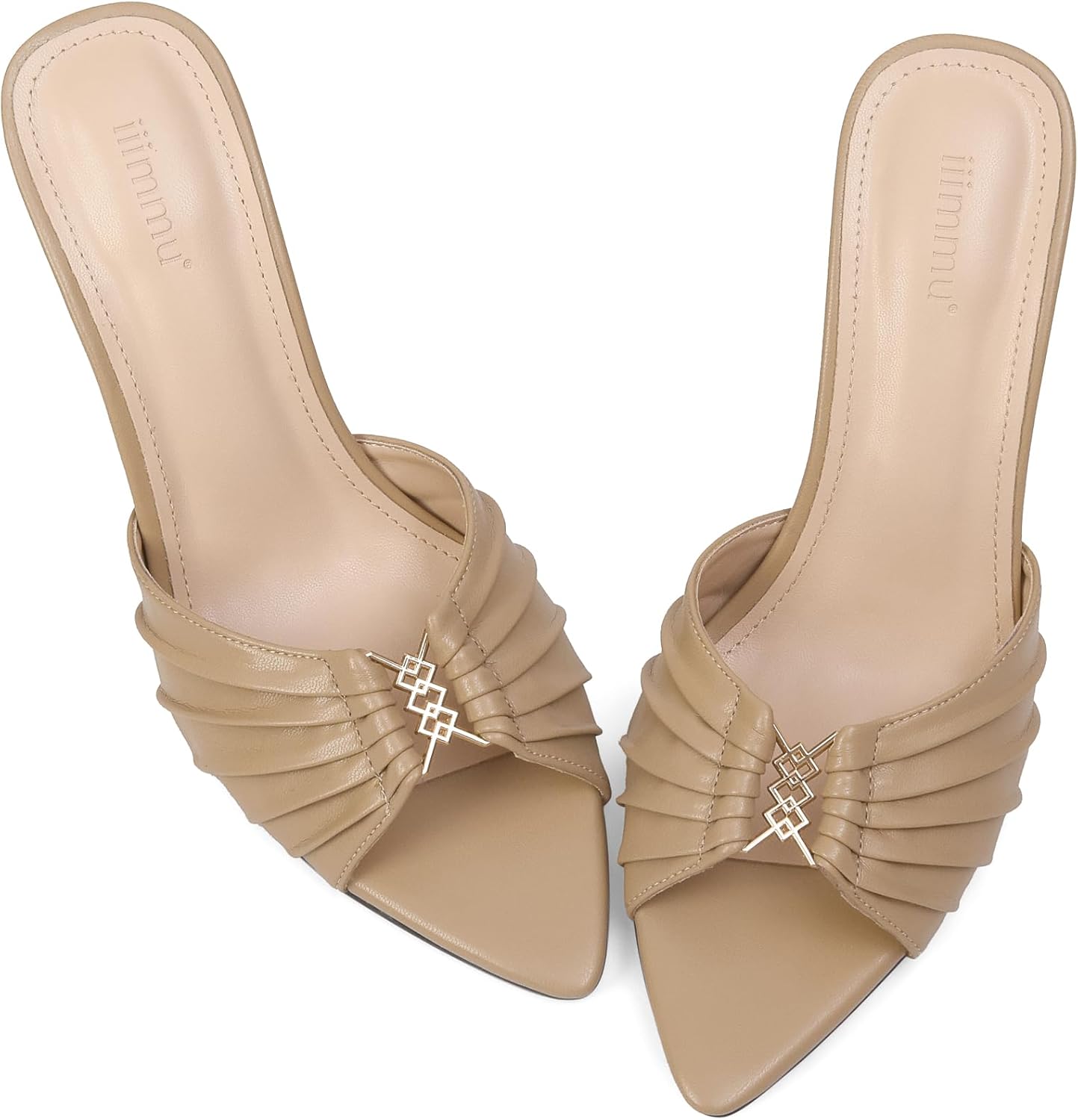 iiimmu 3.5 IN Stiletto Mules High Heels with Peep Toe Style