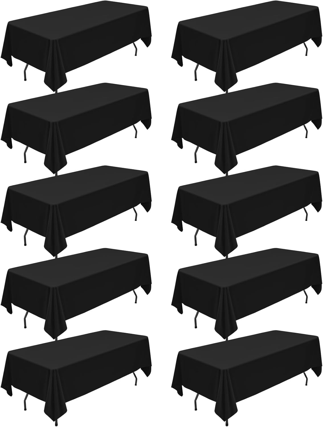 10 Packs Black Polyester Tablecloth for 8 Foot Tables Events