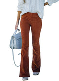 Sidefeel Corduroy Flare Pants Elastic Waist Bell Bottoms - Cozy Fall
