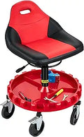 Rolling Garage Stool with Backrest - Mobile Mechanic Seat 300lbs