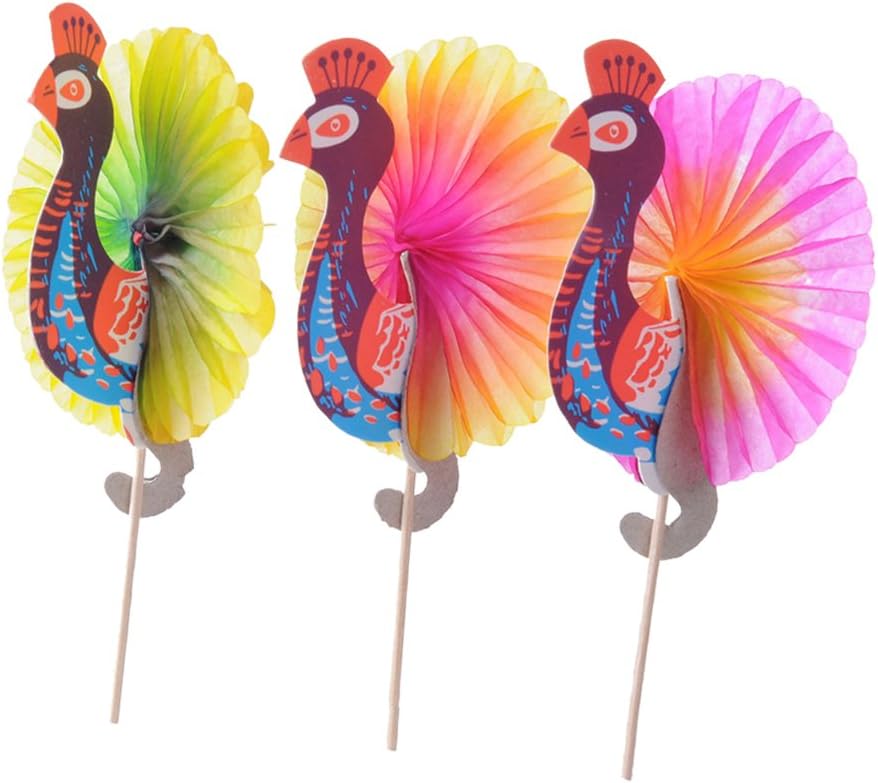 144x Peacock Cocktail Picks - Buffet Decor