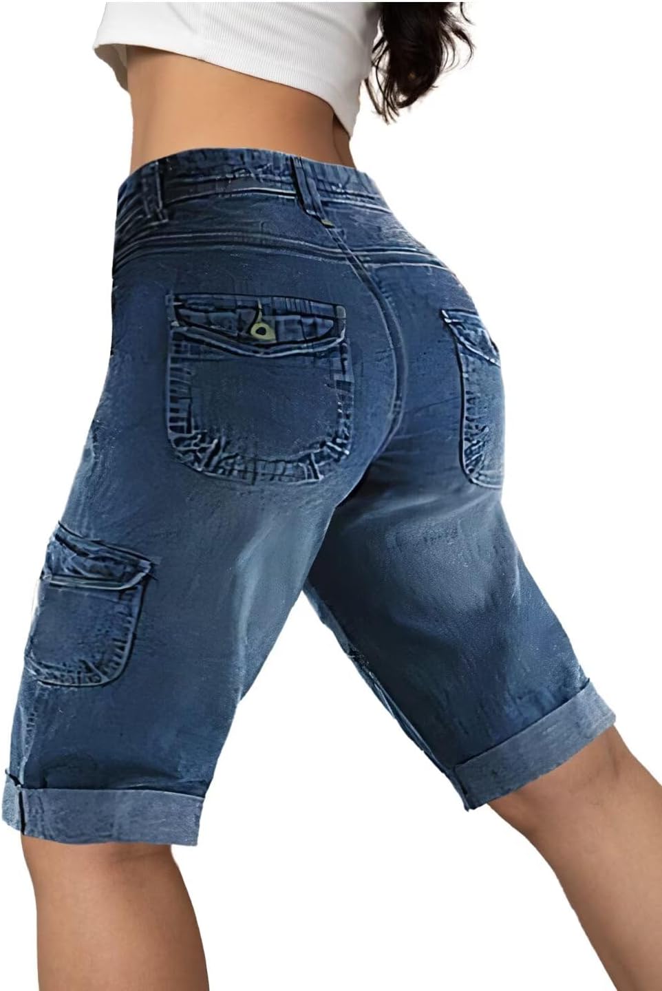 Flamingals Women's Bermuda Denim Shorts with Flap Pockets