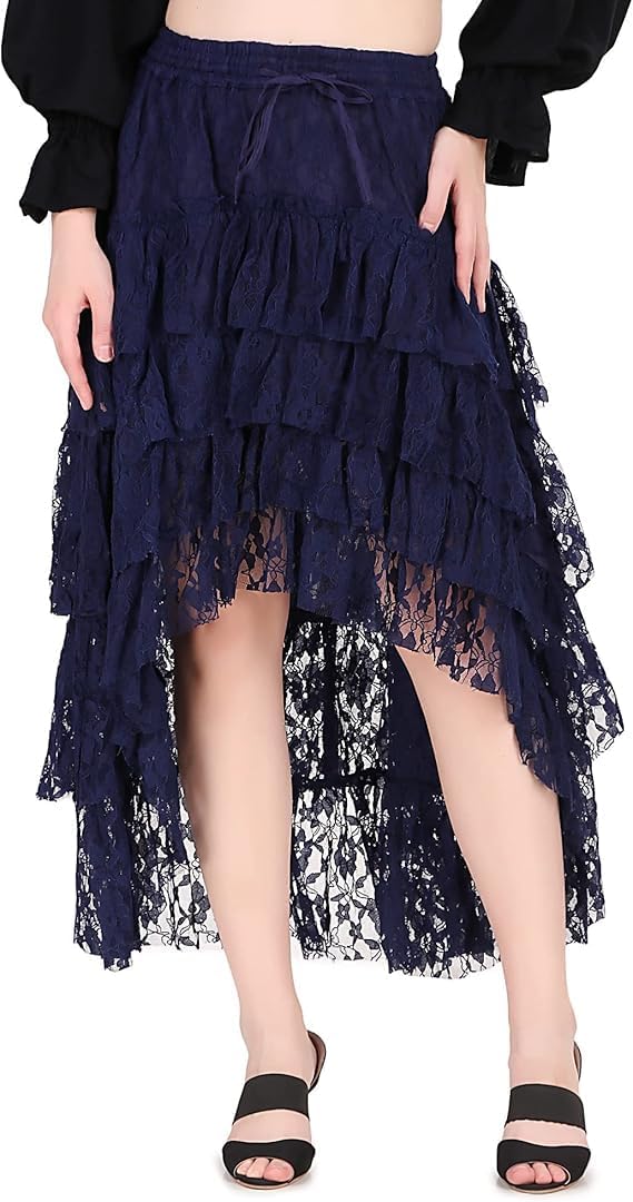 Steampunk Victorian Cosplay Costume High-Low Show Girl Skirt