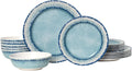 Melamine Dinnerware Set of 18 Pcs - Lightweight Unbreakable Blue