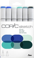 Copic Sketch Alcohol Markers 6-Color Sea & Sky Set - Smooth Blendable
