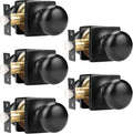 GOBEKOR Passage Door Knobs Matte Black Square Rosette - 5 Pack