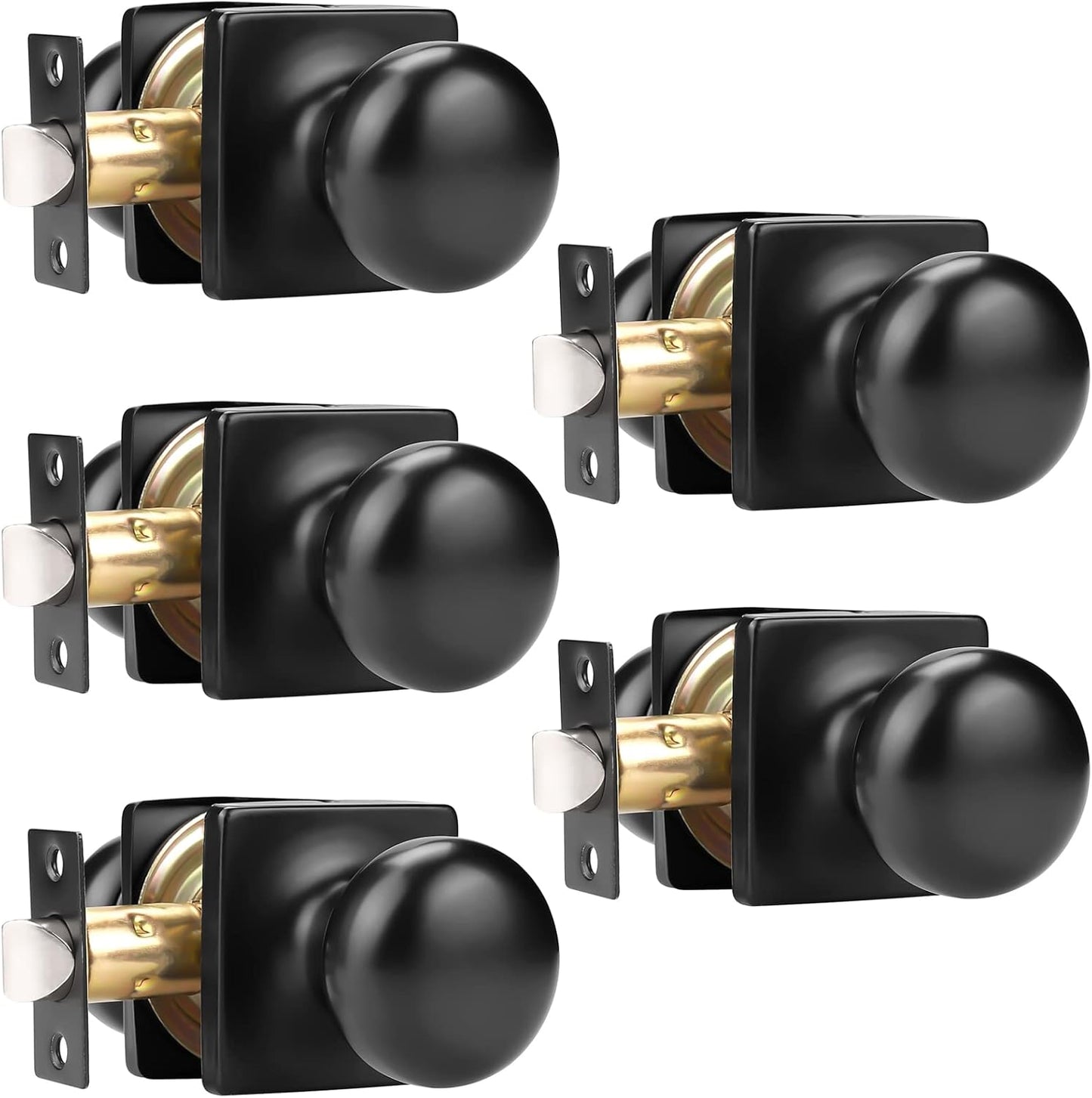 GOBEKOR Passage Door Knobs for Closet Doors in Matte Black