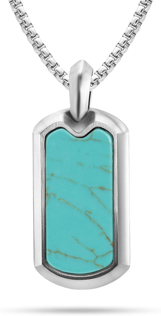 RTZN Turquoise Necklace for Men - Premium Dog Tag Pendant