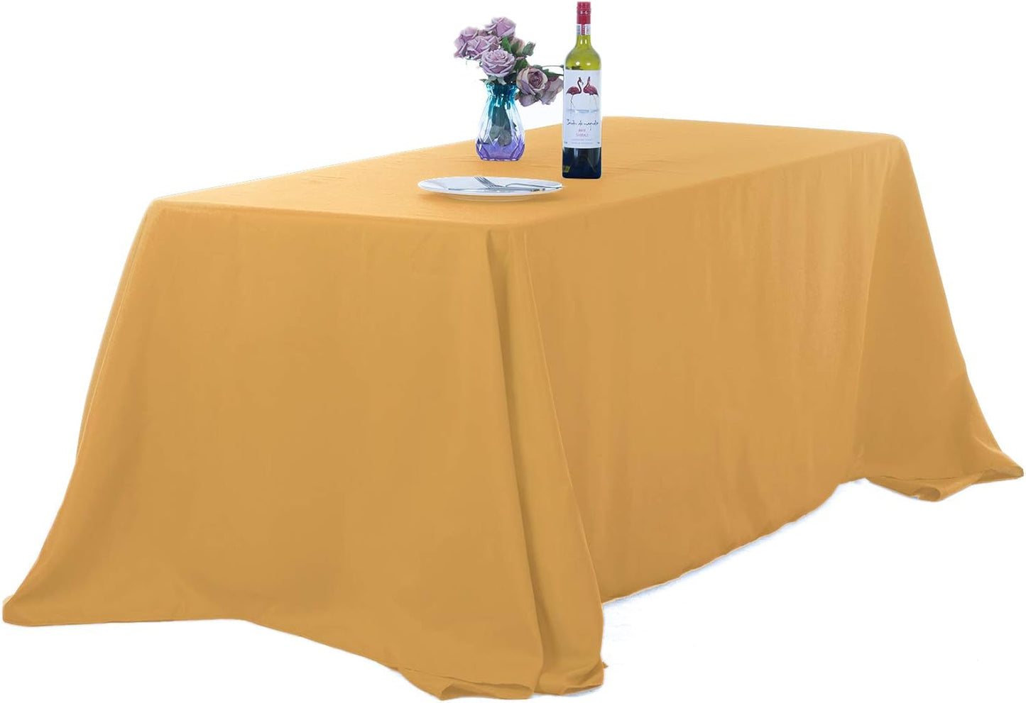 Ascoza 2pack 90x132 Inch Gold Rectangular Tablecloth for Events