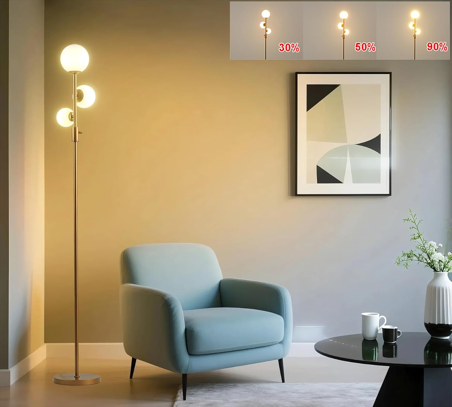 Fiqevs Upgrade Dimmable Floor Lamp for Living Room & Bedroom