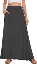 Womens Maxi A-line Long Skirt High Waist with Pockets - Flowy