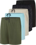 Men's 5 in Inseam Dry-Fit Running Shorts 5-Pack - Pockets & Drawstring