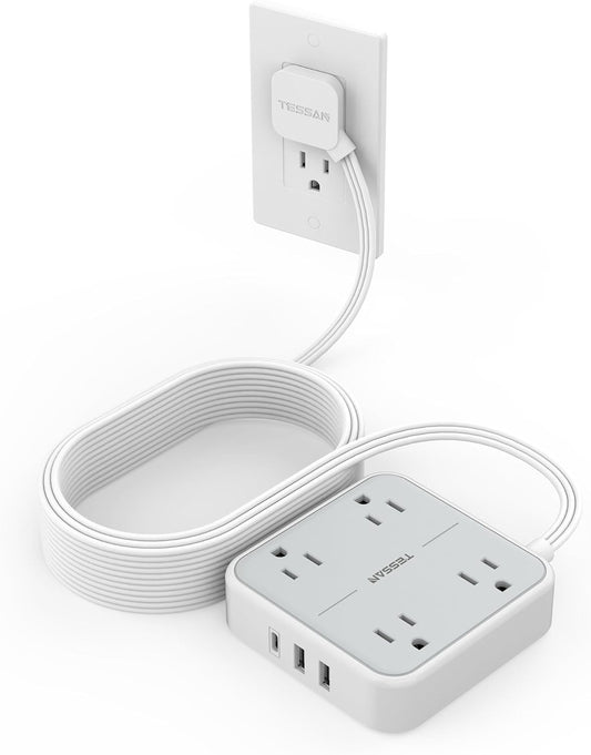 TESSAN 15ft Surge Protector Power Strip: 4 Outlets, 3 USB, Surge Protection