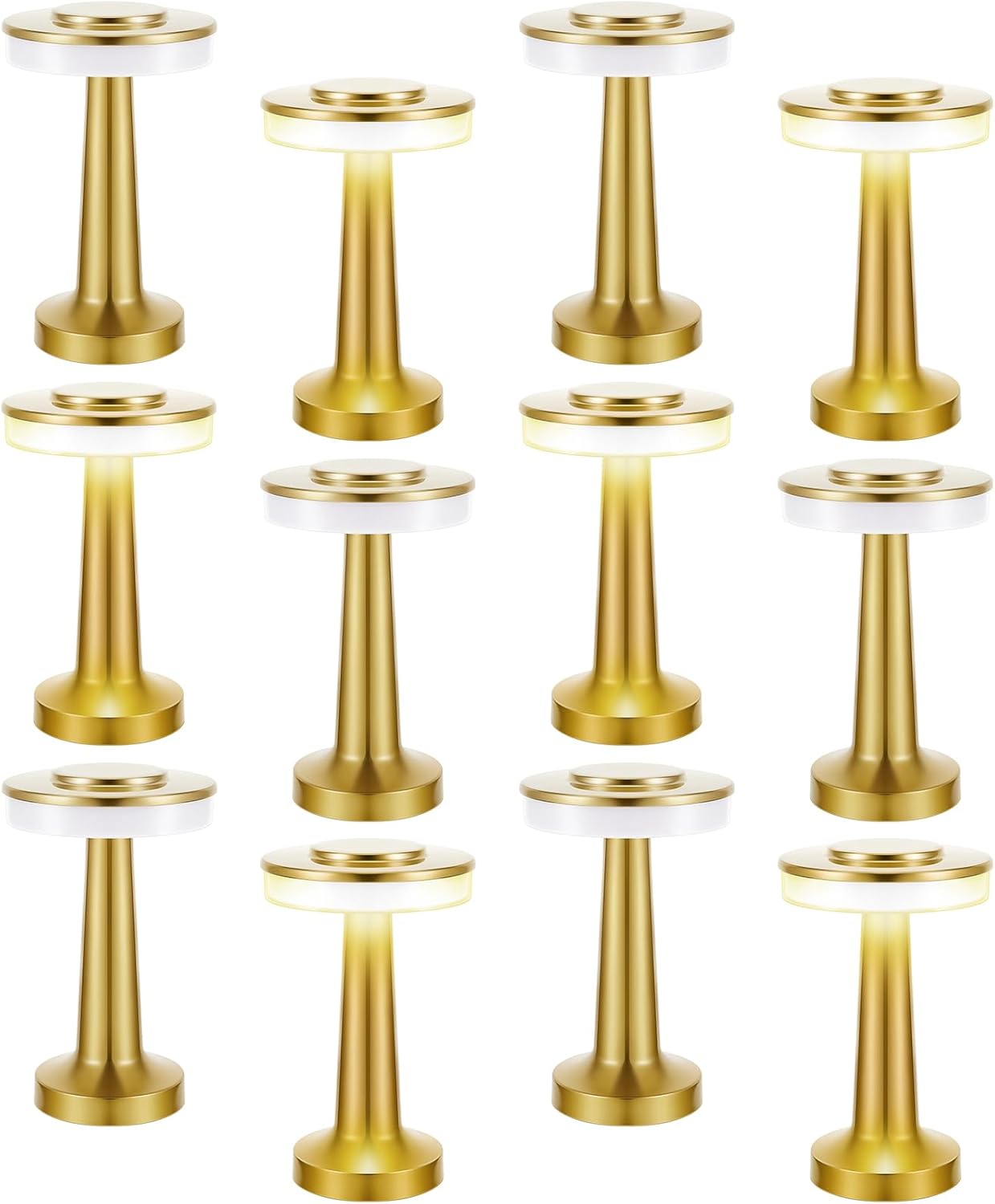 VIHOSE 12 Pcs Gold Cordless Table Lamps for Versatile Lighting