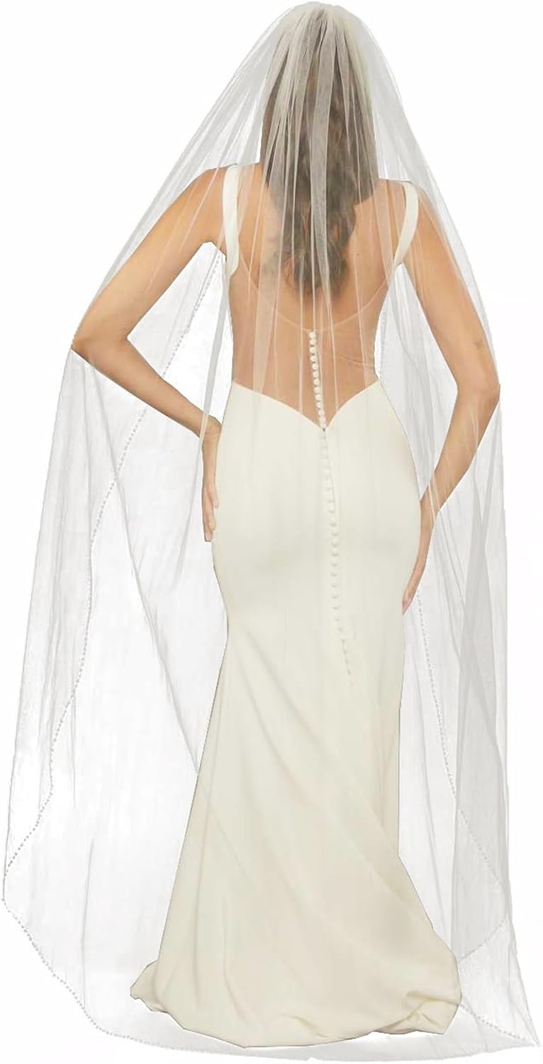 Elegant Wedding Veil with Pearls and Crystals for Brides