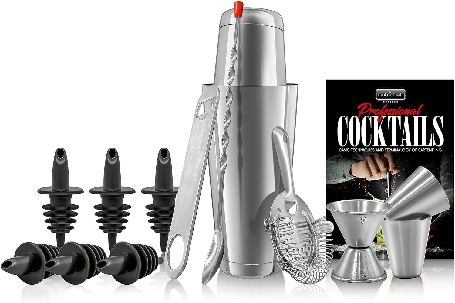 NutriChef Cocktail Shaker Set - Essential Mixology Kit