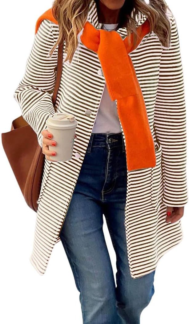 Chouyatou Women's Color Block Striped Hooded Cardigan Jacket
