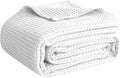 100% Cotton Waffle Weave Blanket King - Lightweight All-Season