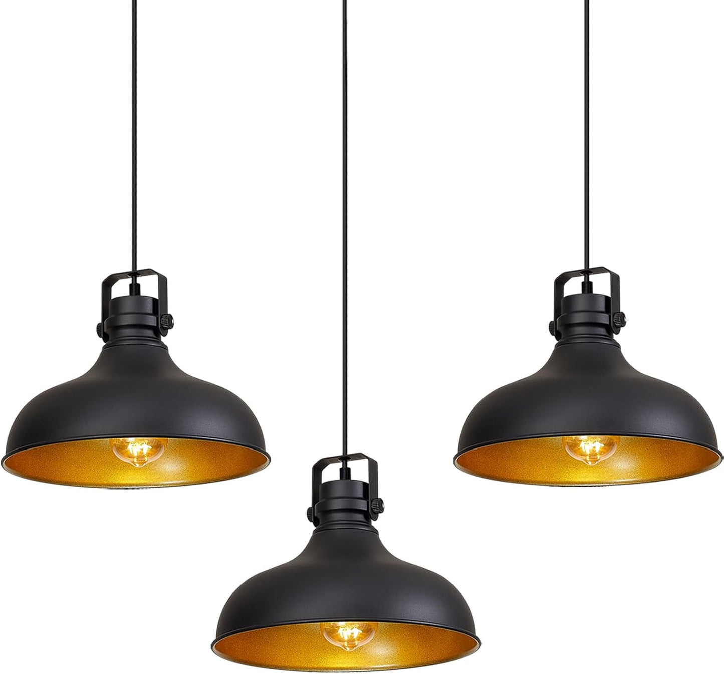Industrial Vintage Dome Pendant Lights for Kitchen Island 3 Packs