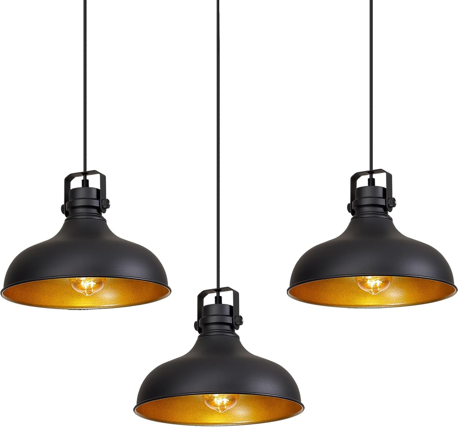 Industrial Vintage Dome Pendant Lights for Kitchen Island 3 Packs