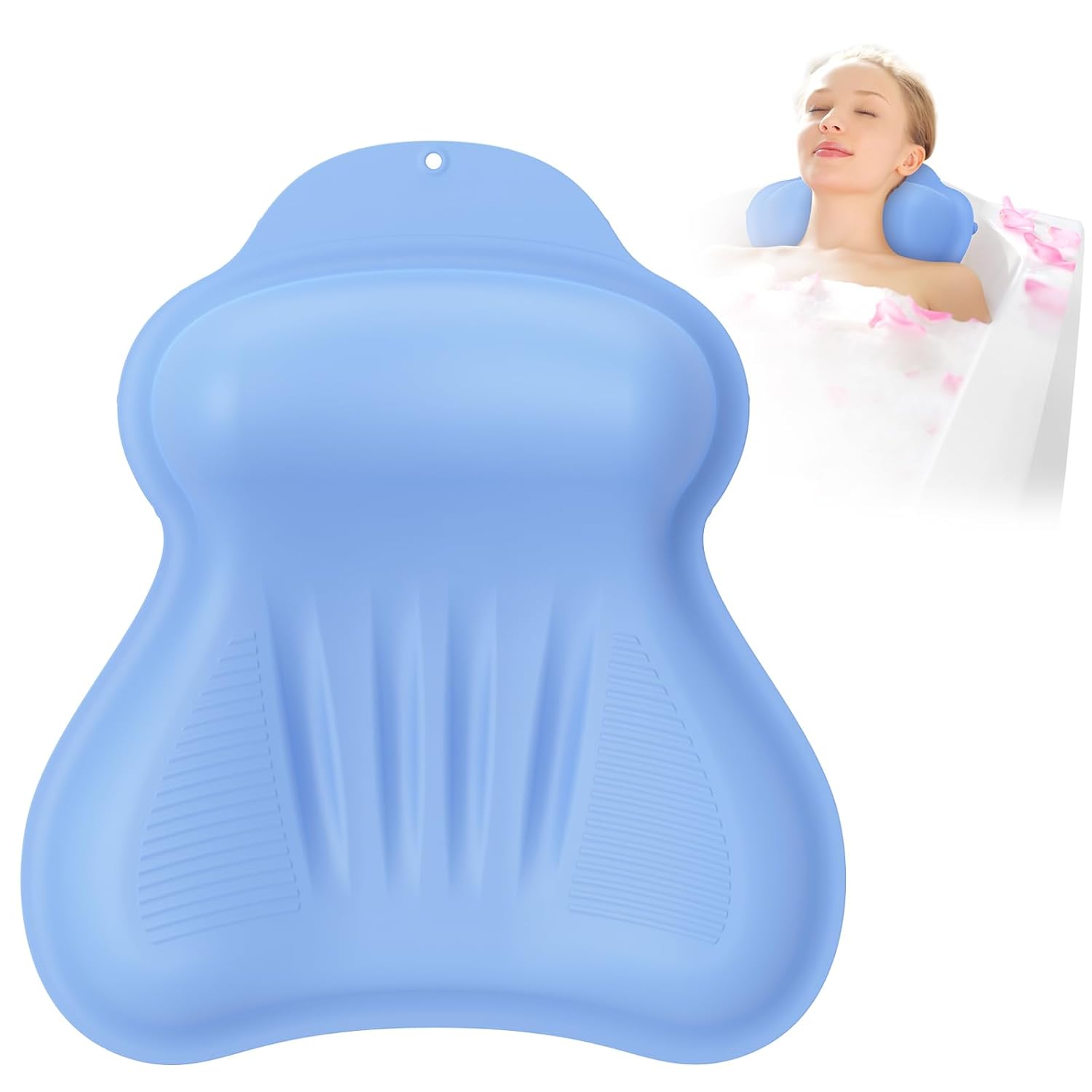 Silicone Bath Pillow for Tub with Inflatable Airbag Support