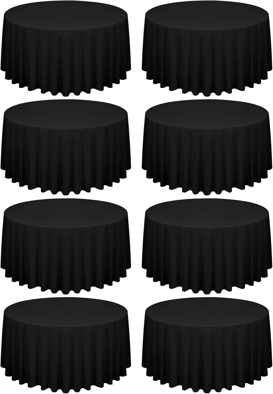 8 Pack Black Round Tablecloths for Elegant Dining Events