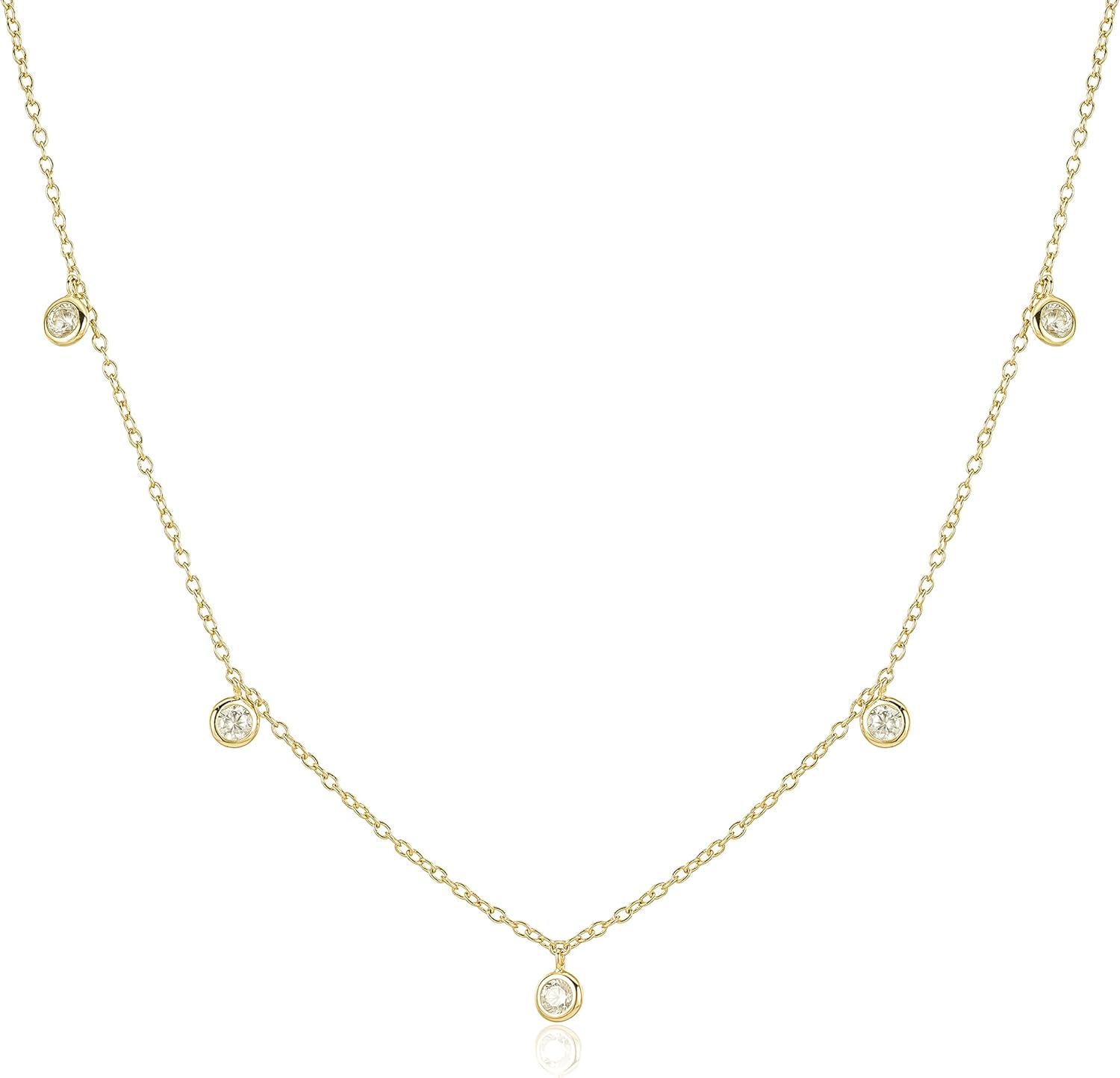 Dainty CZ Choker Necklace for Women - 14k Gold Plated Style