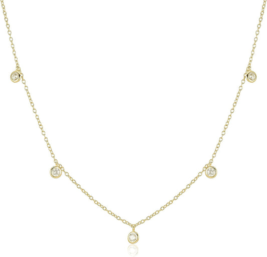 Dainty CZ Choker Necklace for Women - 14k Gold Plated Style