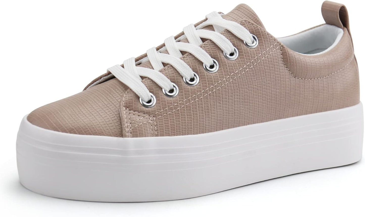 JABASIC Women Lace Up Platform Sneakers for Stylish Comfort